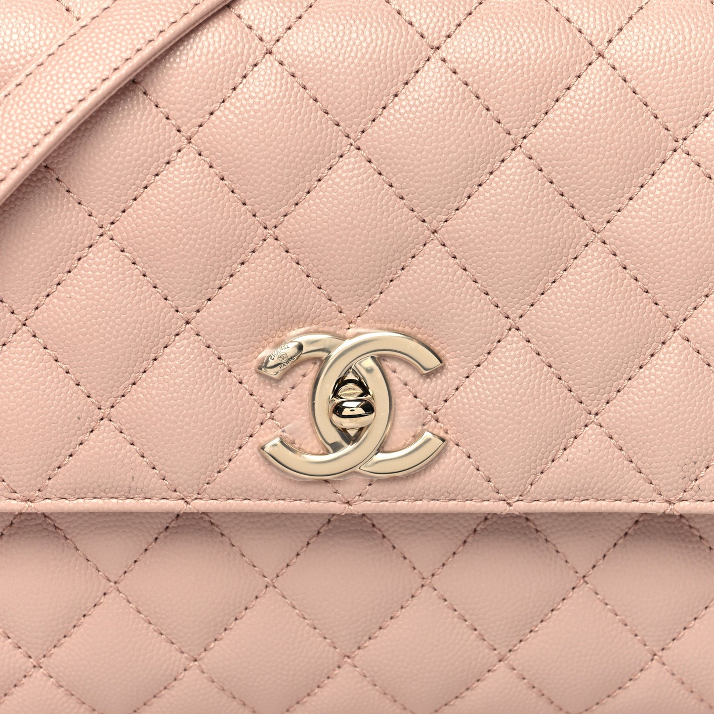 Caviar Quilted Small Coco Handle Flap Light Pink