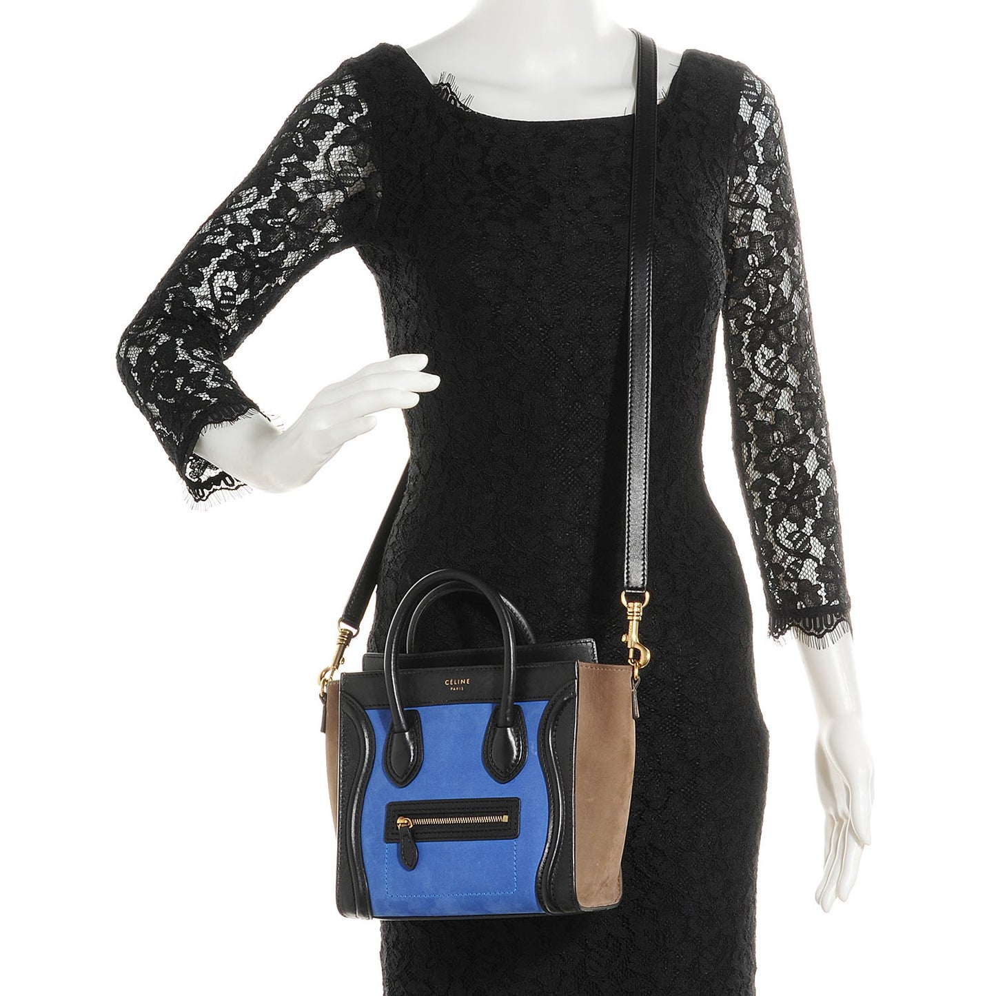 Nubuck Smooth Calfskin Nano Tri-Color Luggage Cobalt