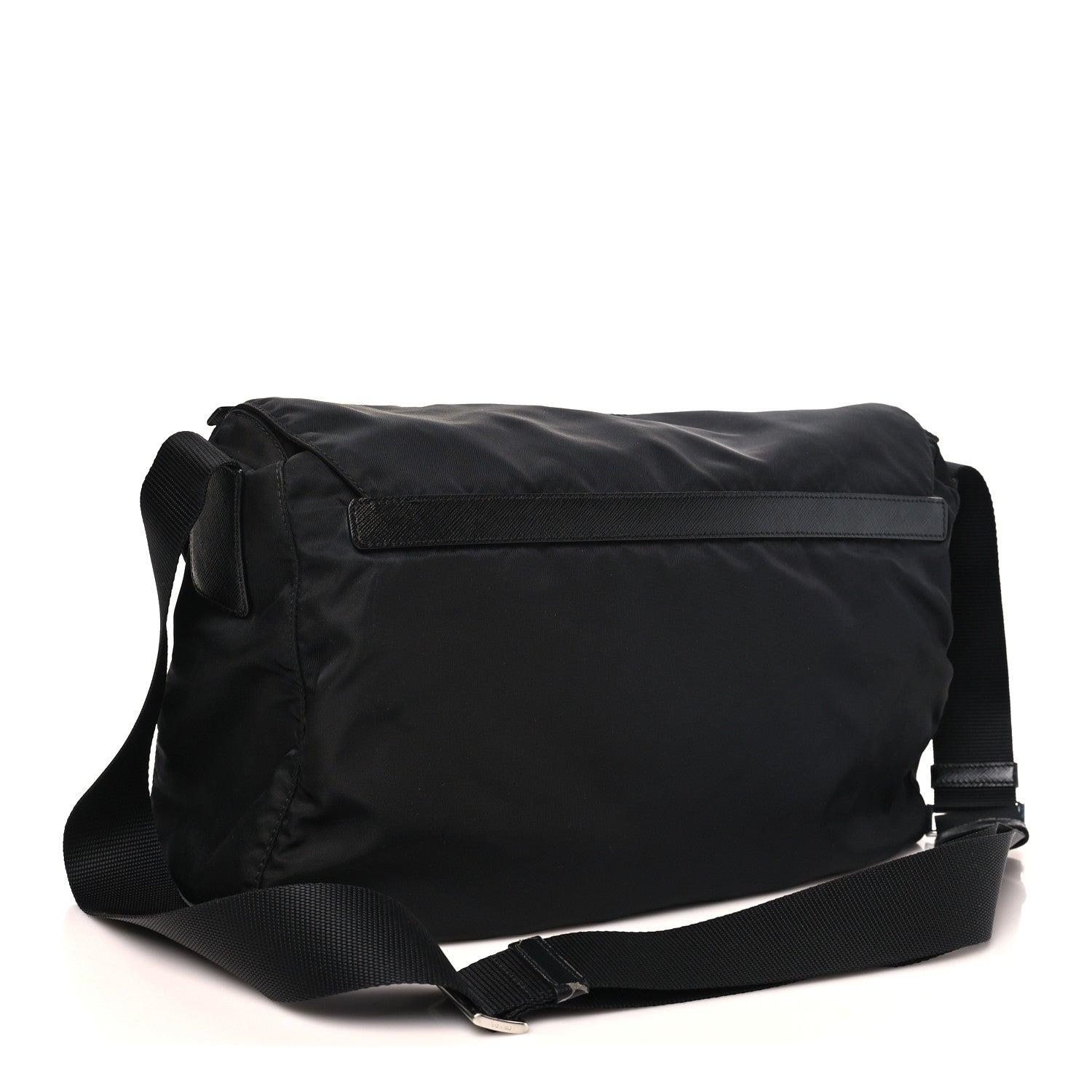 Prada Tessuto Nylon Saffiano Double Buckle Messenger Shoulder Bag Black 3 of 11