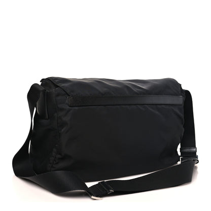 Prada Tessuto Nylon Saffiano Double Buckle Messenger Shoulder Bag Black 3 of 11
