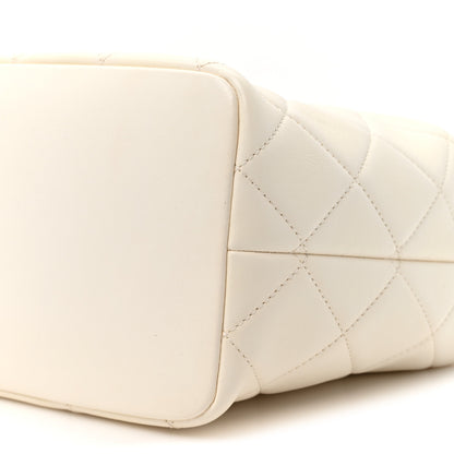 Chanel Lambskin Quilted CC Crystal Signature Chain Hobo White 9 of 10