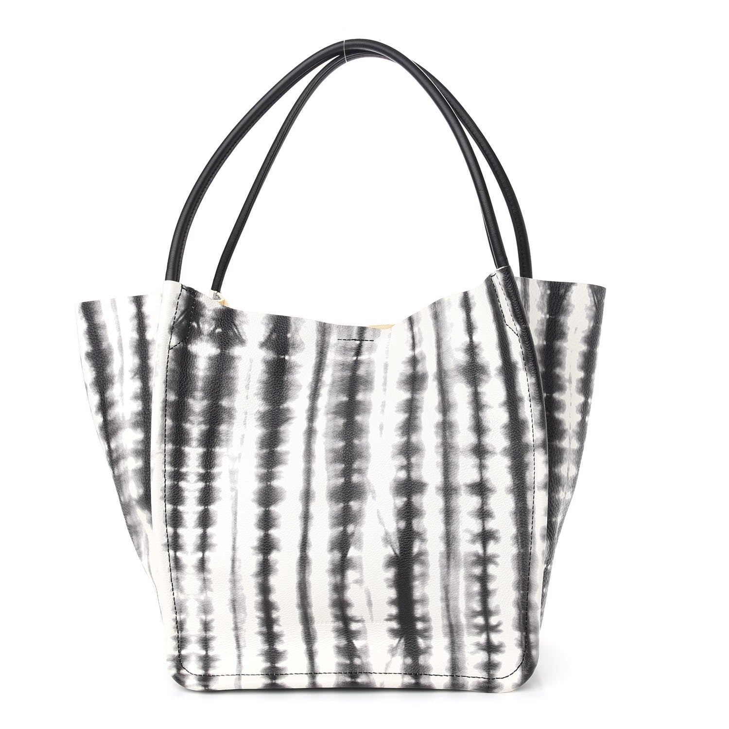 Proenza Schouler Grained Calfskin Large Tie Dye Tote Black White 1 of 9