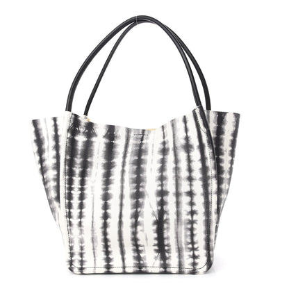 Proenza Schouler Grained Calfskin Large Tie Dye Tote Black White 1 of 9