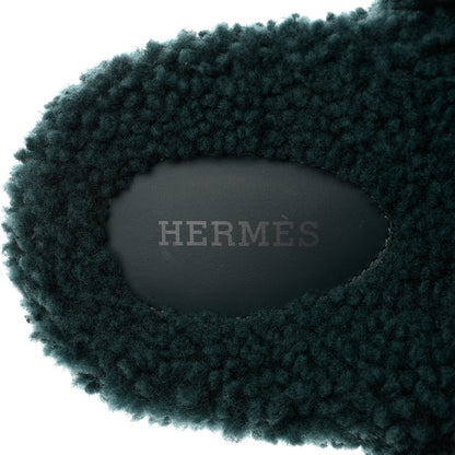 Hermes Woolskin Womens Chypre Sandals 40 Vert Anglais 7 of 9