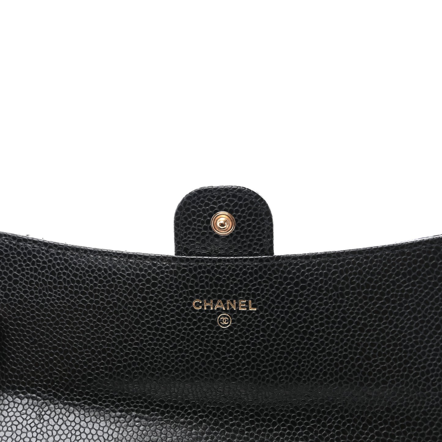 Caviar Quilted Large Gusset Flap Wallet Black