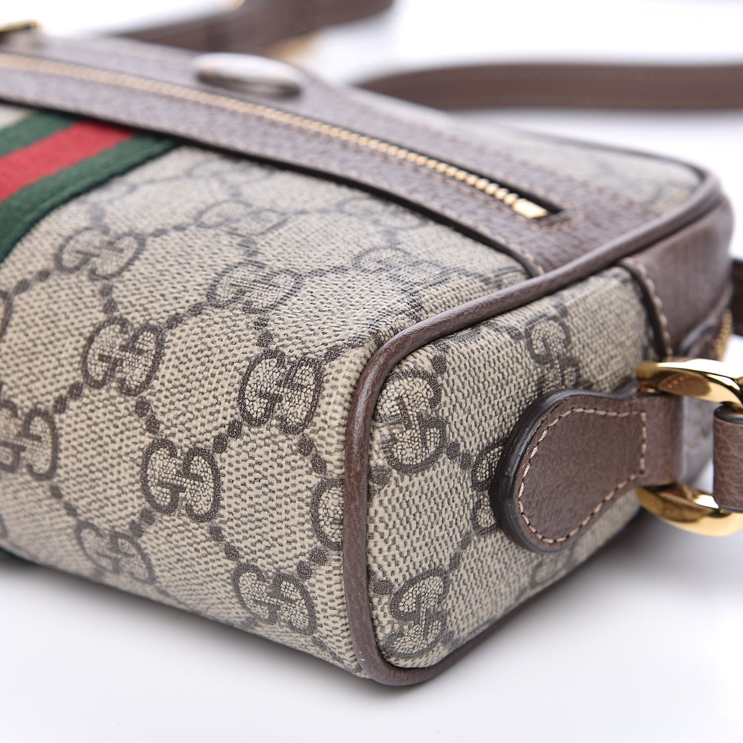 Gucci GG Supreme Monogram Web Mini Ophidia Shoulder Bag Brown 9 of 11