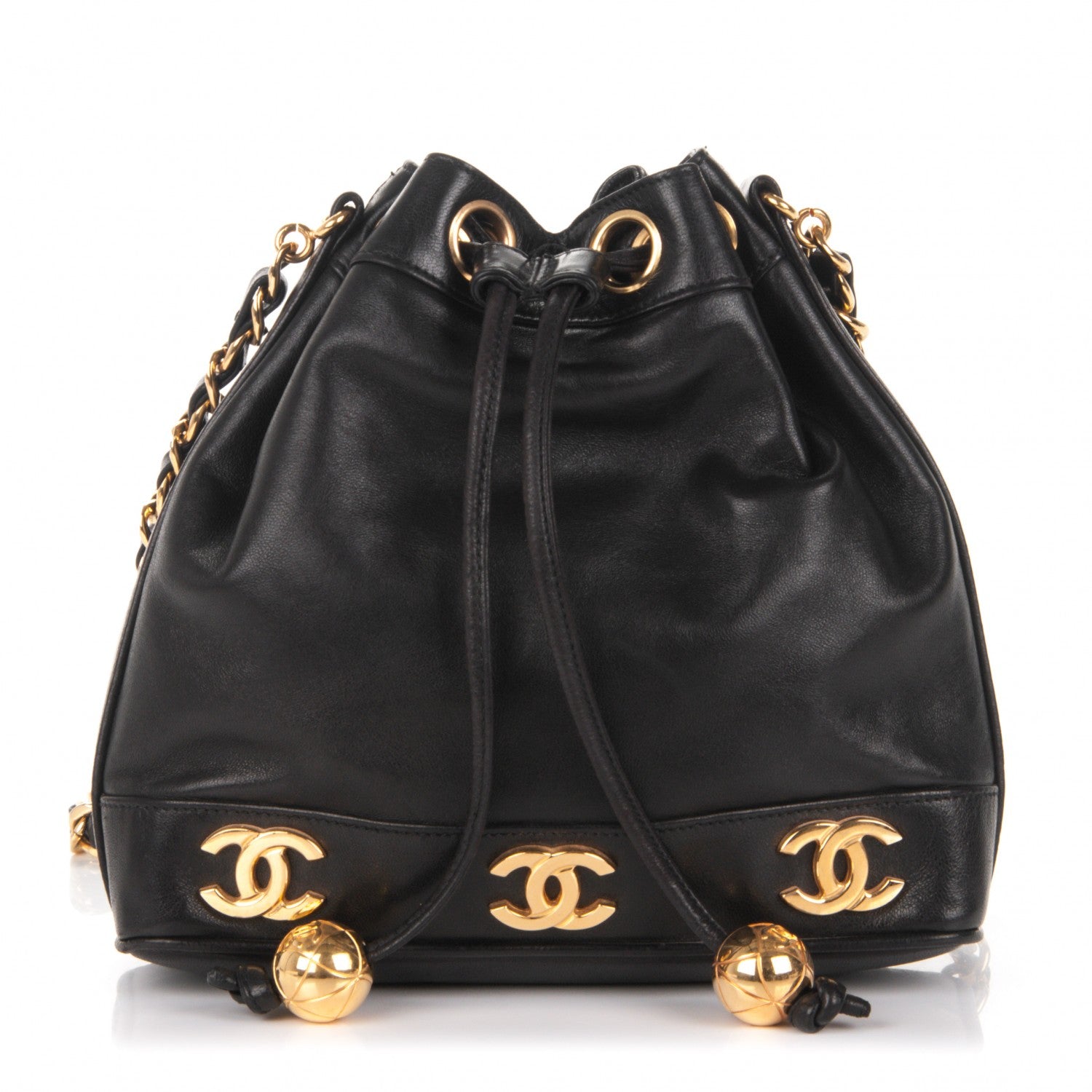 Chanel Lambskin CC Drawstring Shoulder Bag Black 1 of 9