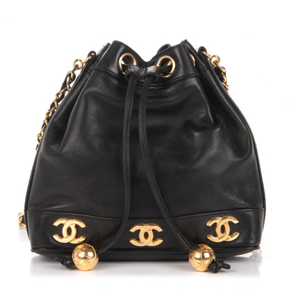 Chanel Lambskin CC Drawstring Shoulder Bag Black 1 of 9