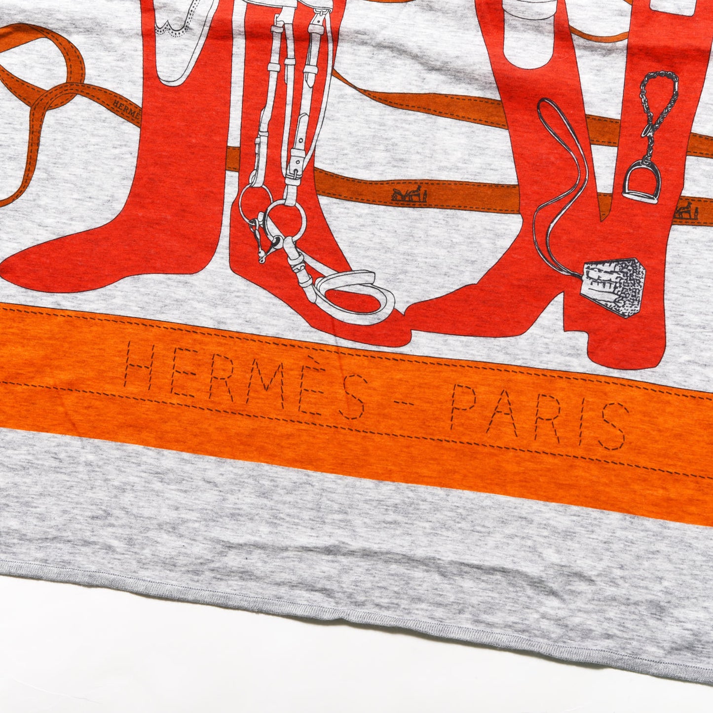 Cotton Monsieur Et Madame Scarf 90 Gris Chine Orange Rouge Vif