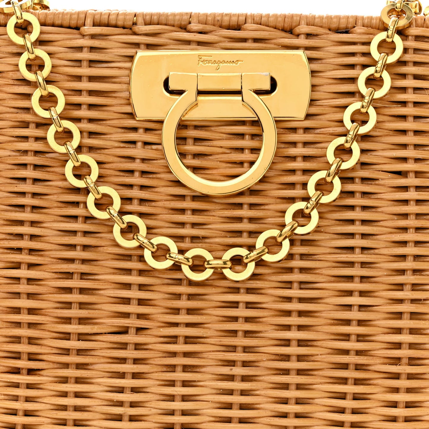 Wicker Gancini Chain Bag Natural