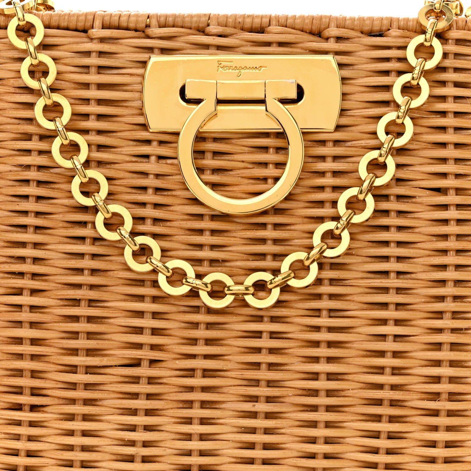 Salvatore Ferragamo Wicker Gancini Chain Bag Natural 8 of 10