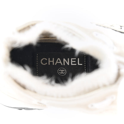 Chanel Suede Calfskin Stretch Fabric CC Sneakers 36.5 White 6 of 7