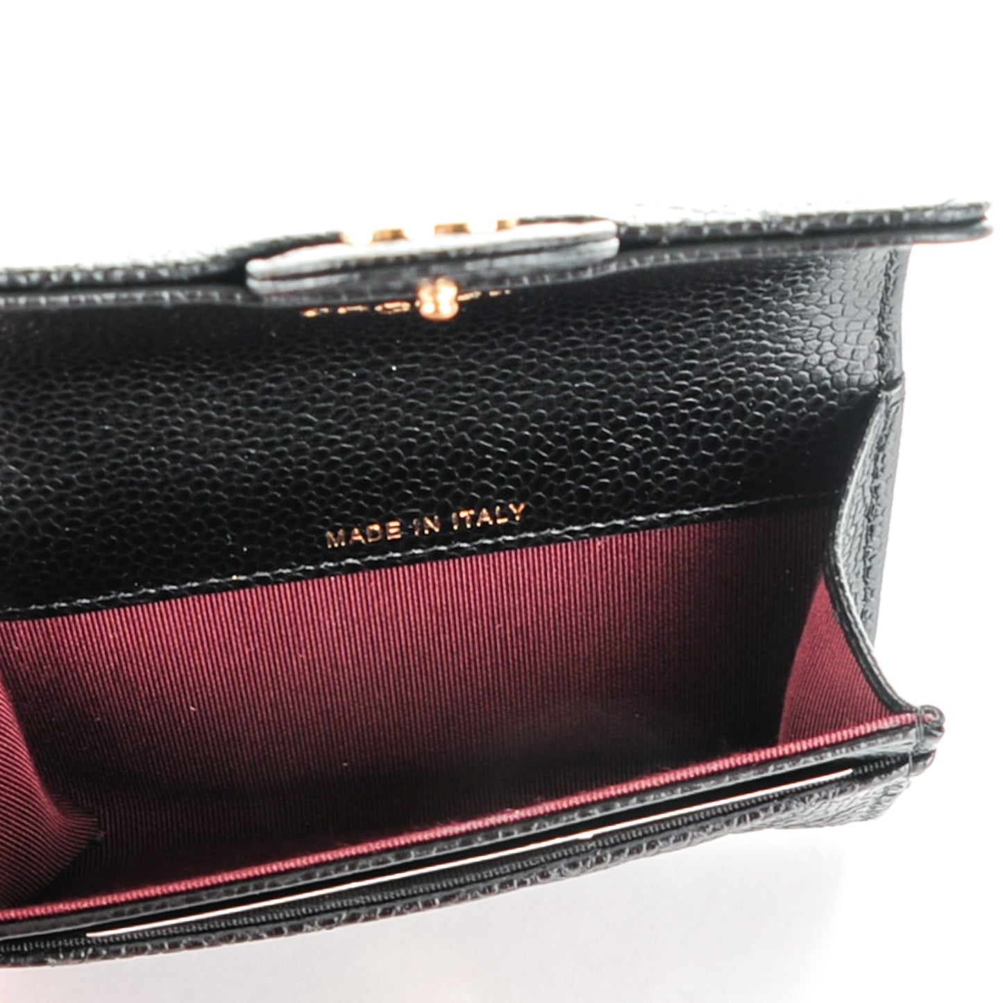 Caviar Quilted Flap Card Holder Black
