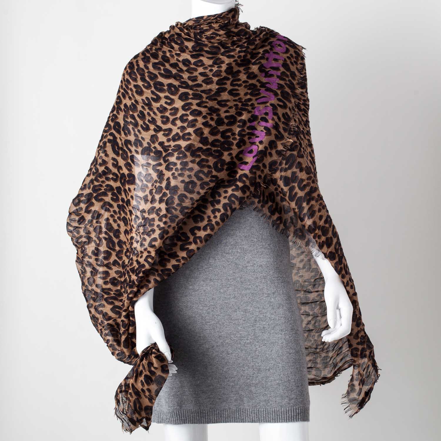 Louis Vuitton Cashmere Silk Leopard Etole Stole 3 of 4