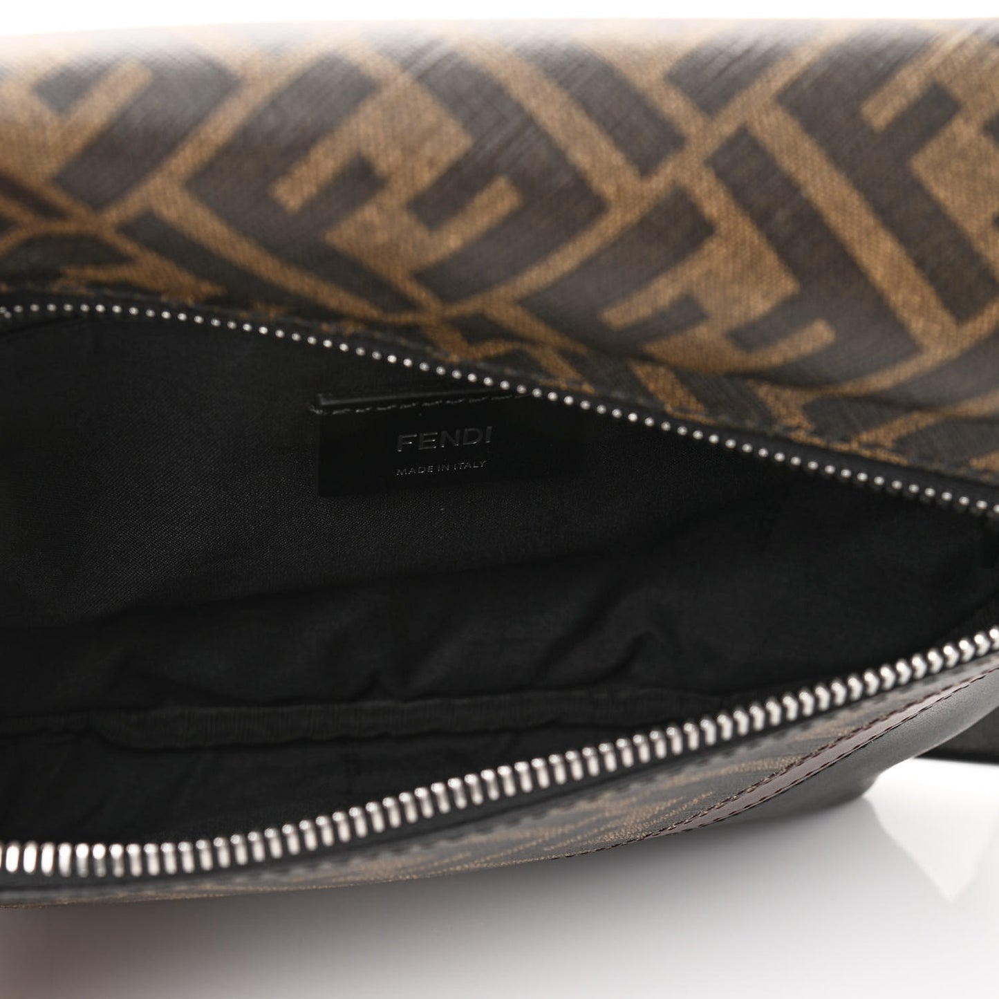 Glazed Fabric Vitello Liberty FF 1974 Diagonal Belt Bag Tobacco Moresco Black