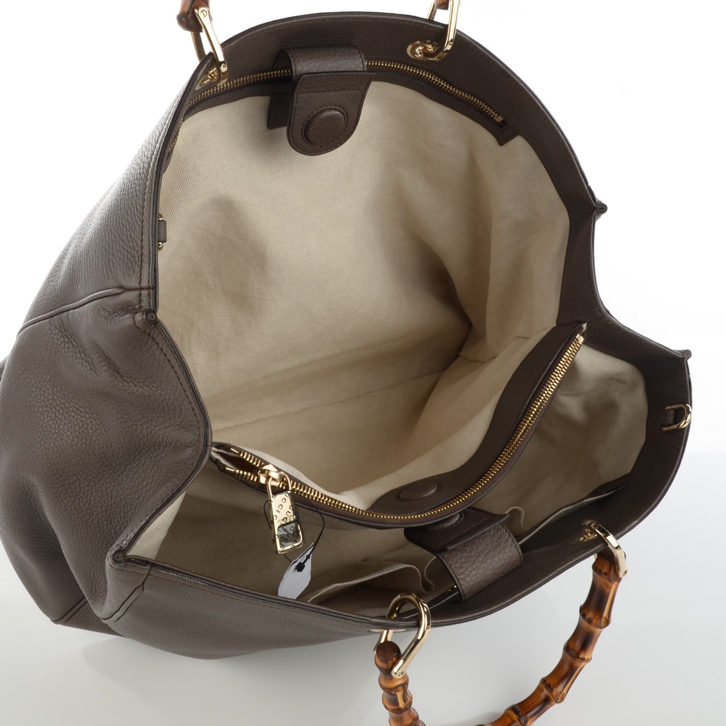 Calfskin Large Bamboo Shopper Tote Grey Field