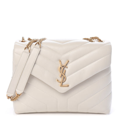 Saint Laurent Calfskin Y Quilted Monogram Small Loulou Chain Satchel Ivory 1 of 10