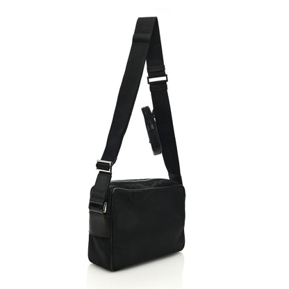 Prada Tessuto Saffiano Pocket Double Zip Shoulder Bag Black 3 of 9