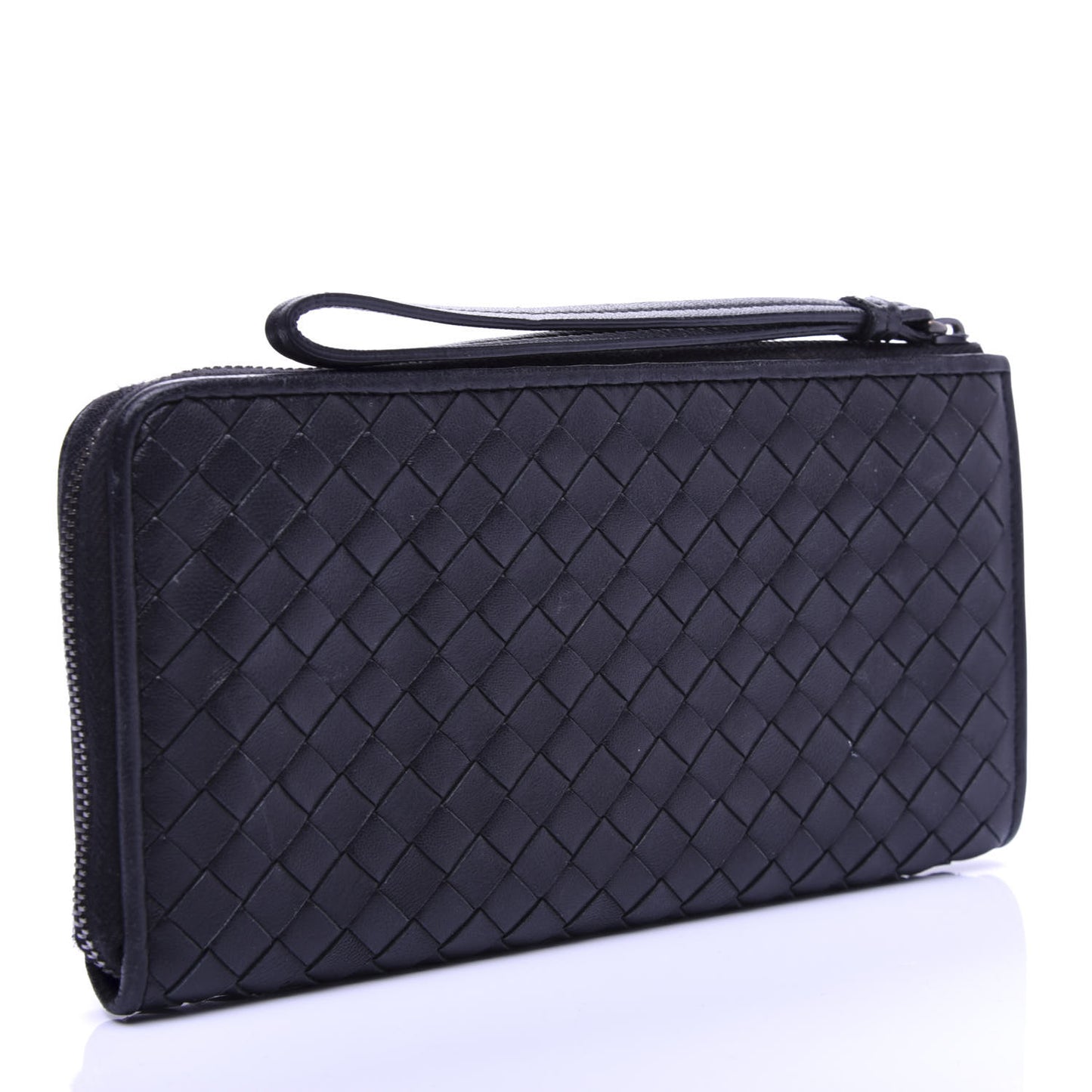 Nappa Intrecciato Zip Around Wallet Black