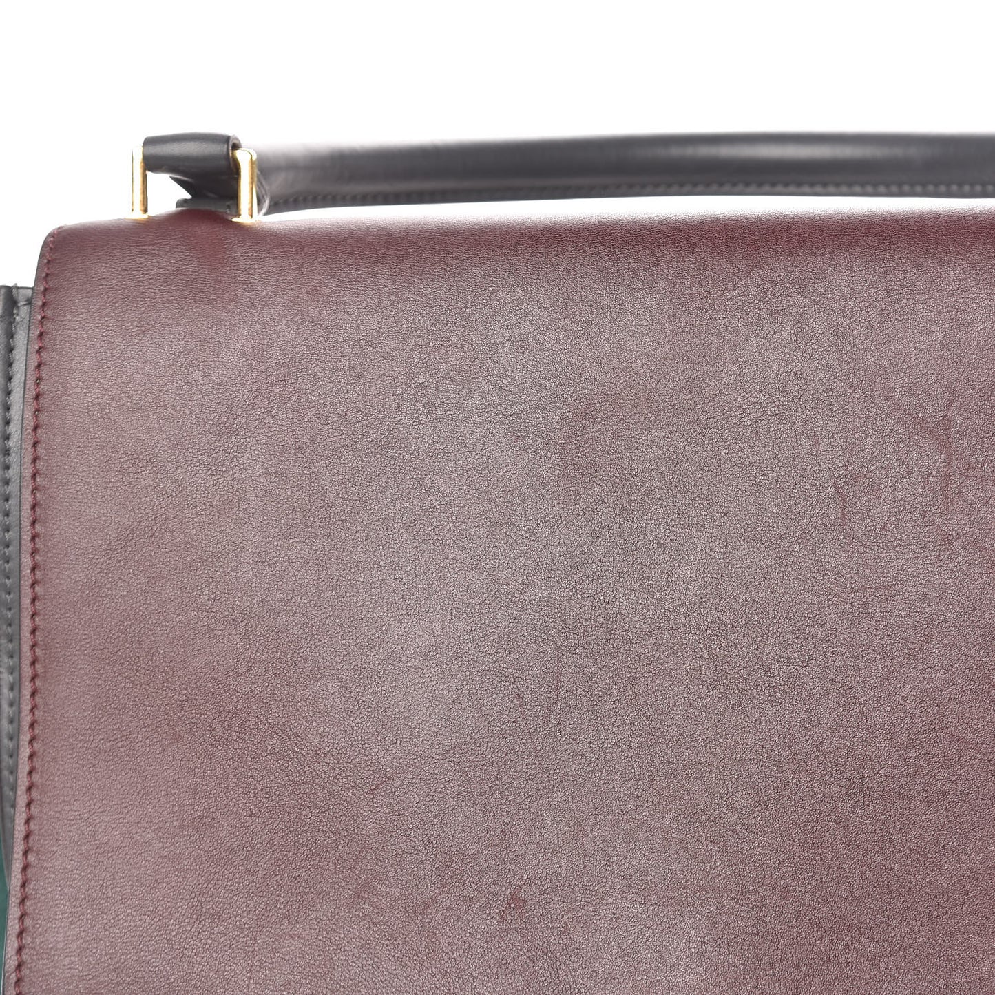 Smooth Calfskin Suede Medium Tri-Color Trapeze Burgundy