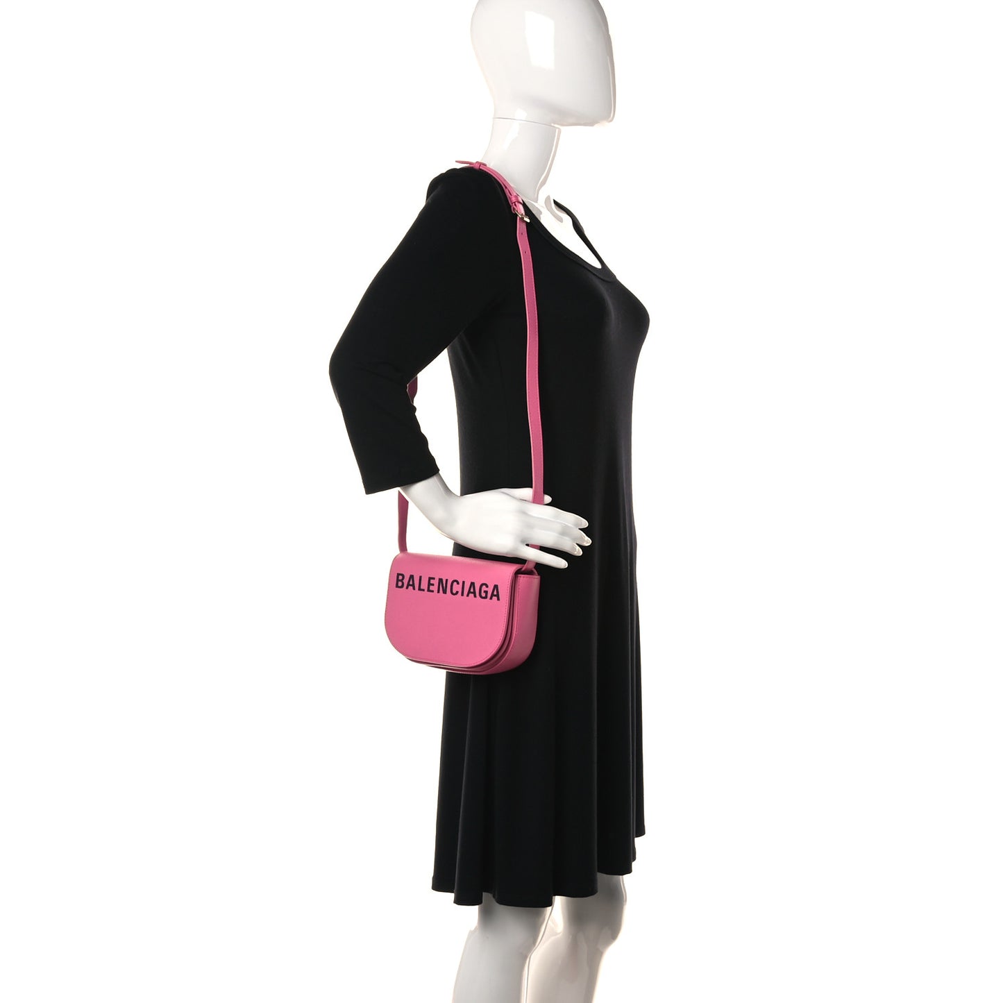 Signature Grained Calfskin Logo Print Ville Day Bag XS Rose Bubblegum Black