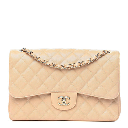 Chanel Iridescent Caviar Quilted Jumbo Double Flap Beige 1 of 11
