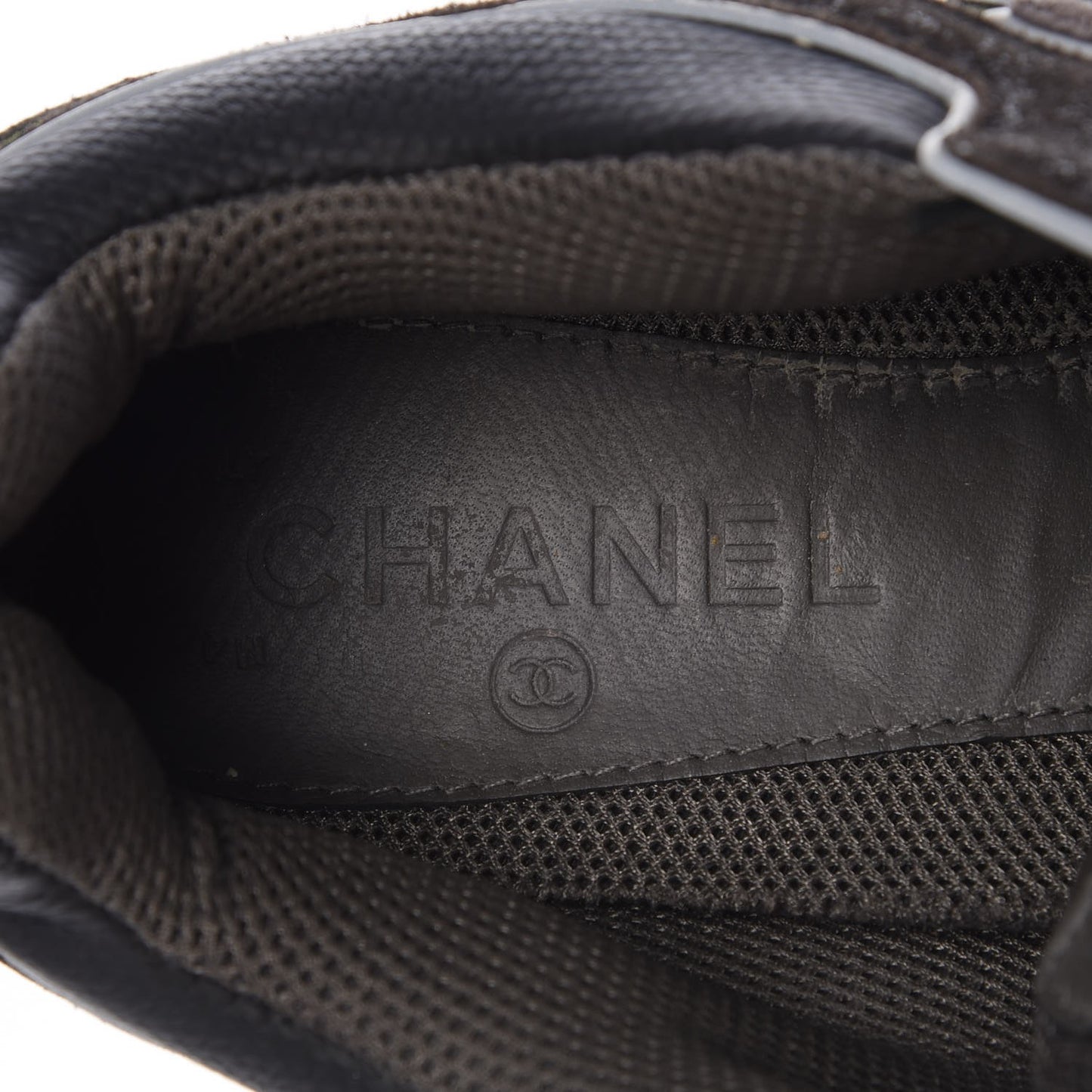 Suede Calfskin CC Sneakers 39.5 Black Grey