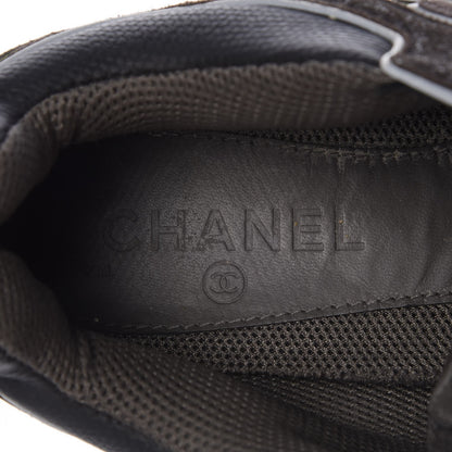 Chanel Suede Calfskin CC Sneakers 39.5 Black Grey 7 of 8