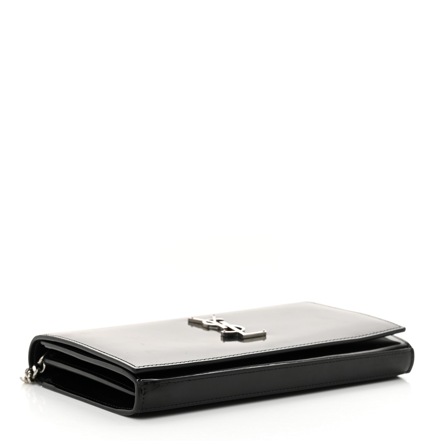 Saint Laurent Glazed Calfskin Cassandre Wallet On Chain WOC Black 4 of 11