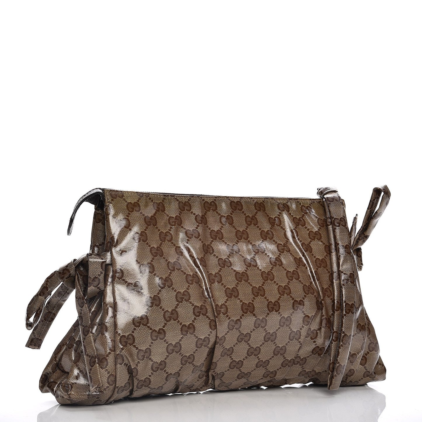 Crystal Monogram Large Hysteria Clutch Brown