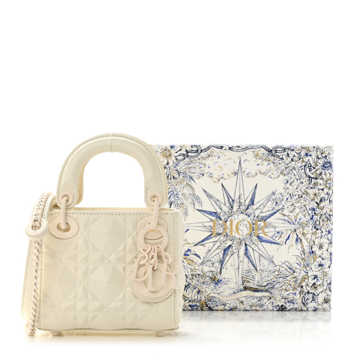 Christian Dior Calfskin Cannage Diamond Micro Lady Dior Latte 10 of 10