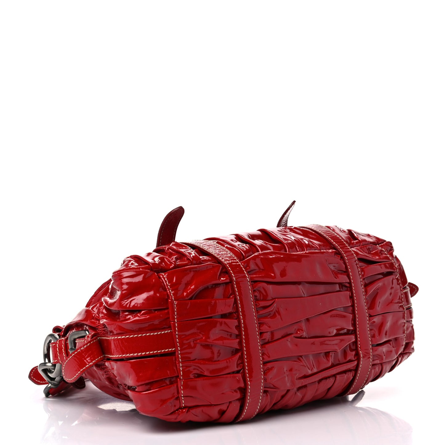 Vernice Gaufre Shopping Satchel Rosso