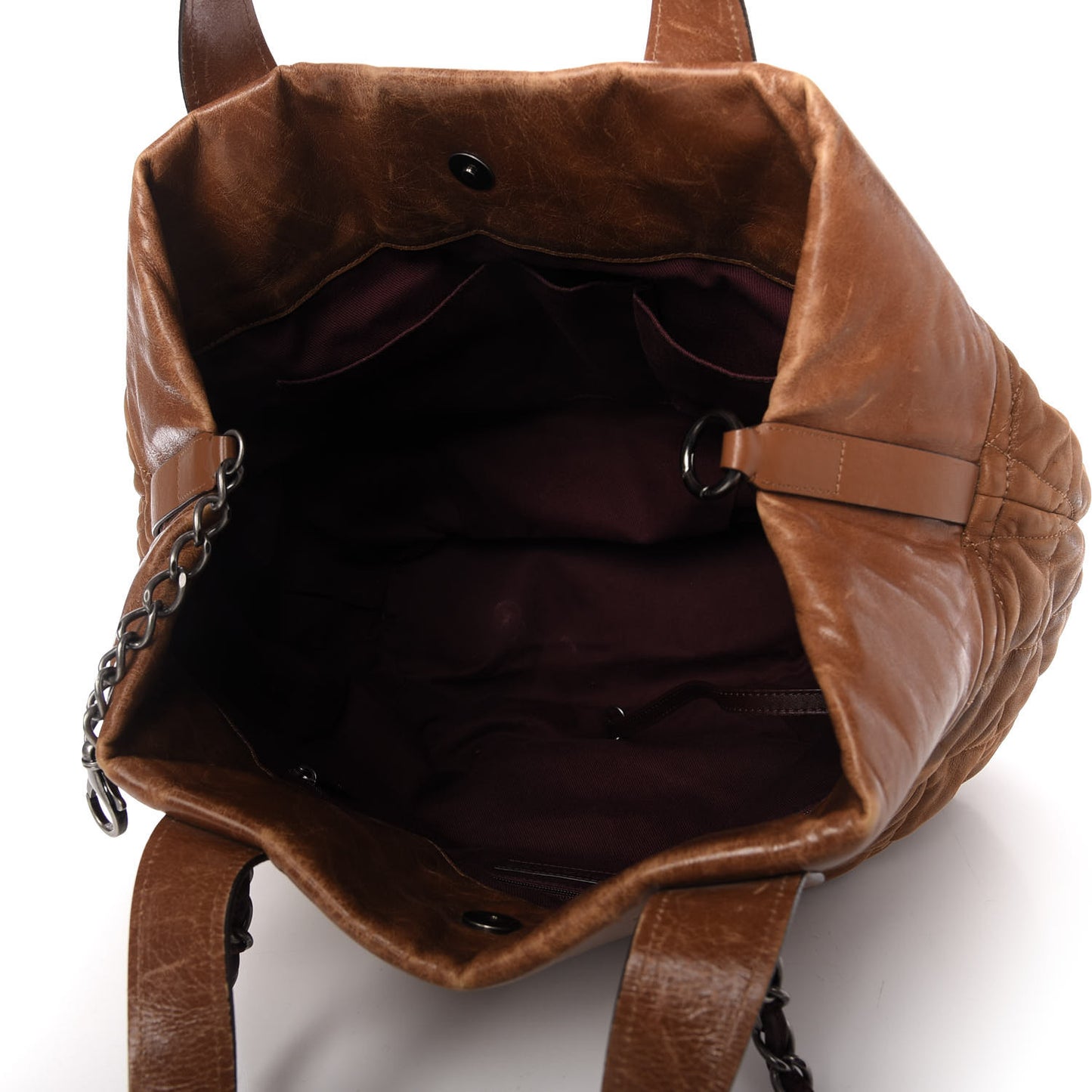 Iridescent Calfskin Large In The Mix Tote Light Brown