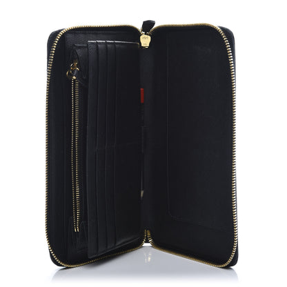 Prada Saffiano Metal Large Zip Around Travel Wallet Black 5 of 10