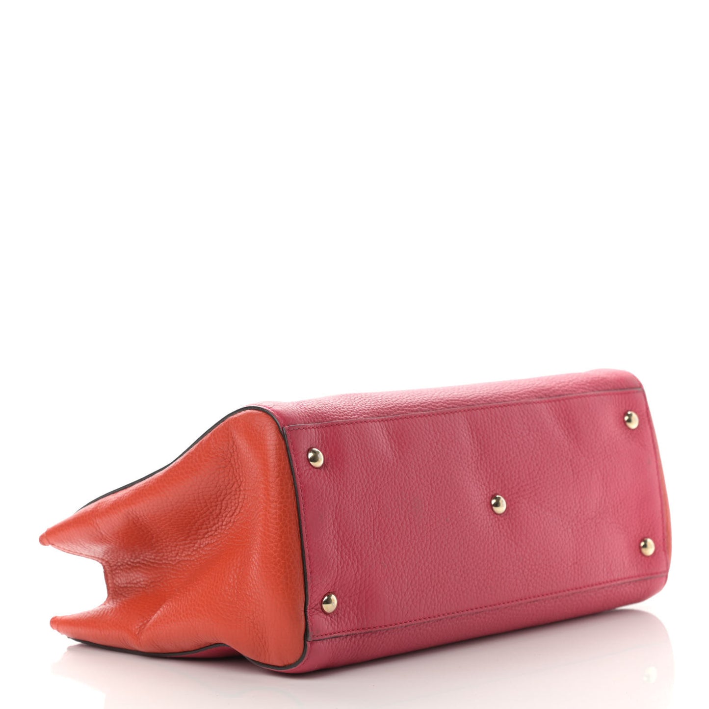 Pebbled Calfskin Bi-Color Medium Bamboo Shopper Tote Fuchsia Orange