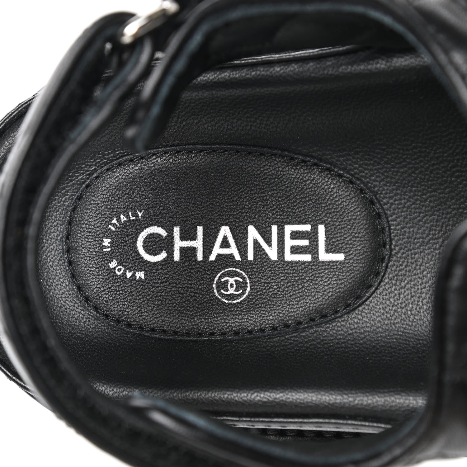 Chanel Lambskin Velcro Dad Sandals 36 Black 7 of 8
