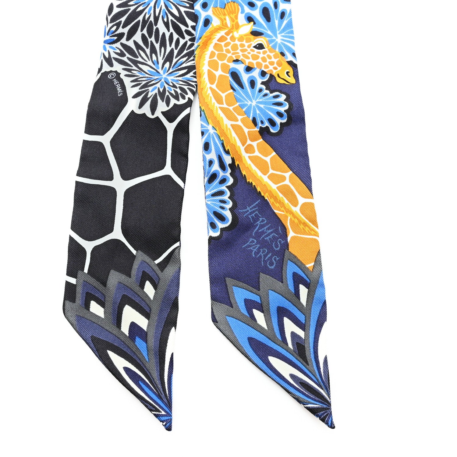Hermes Silk The Three Graces Twilly Bleu Nuit Gold Black 2 of 3