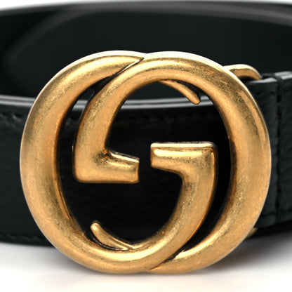 Gucci Calfskin Mens Interlocking G Belt 80 25 Black 2 of 6