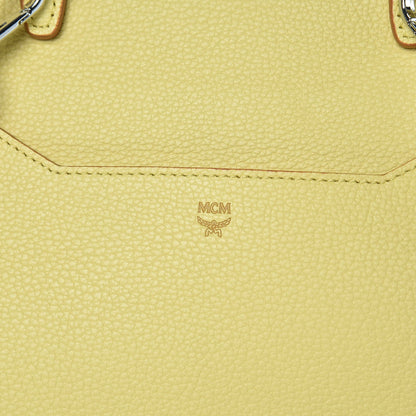 MCM Pebbled Calfskin Medium Milla Backpack Custard Yellow 6 of 7