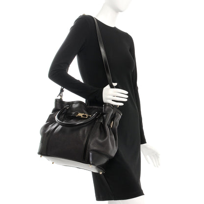 Burberry Grainy Calfskin Cinched Tote Dark Brown 2 of 14