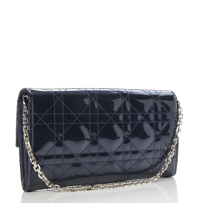 Christian Dior Patent Cannage Lady Dior Rendezvous Wallet On Chain Blue Nuit 3 of 9