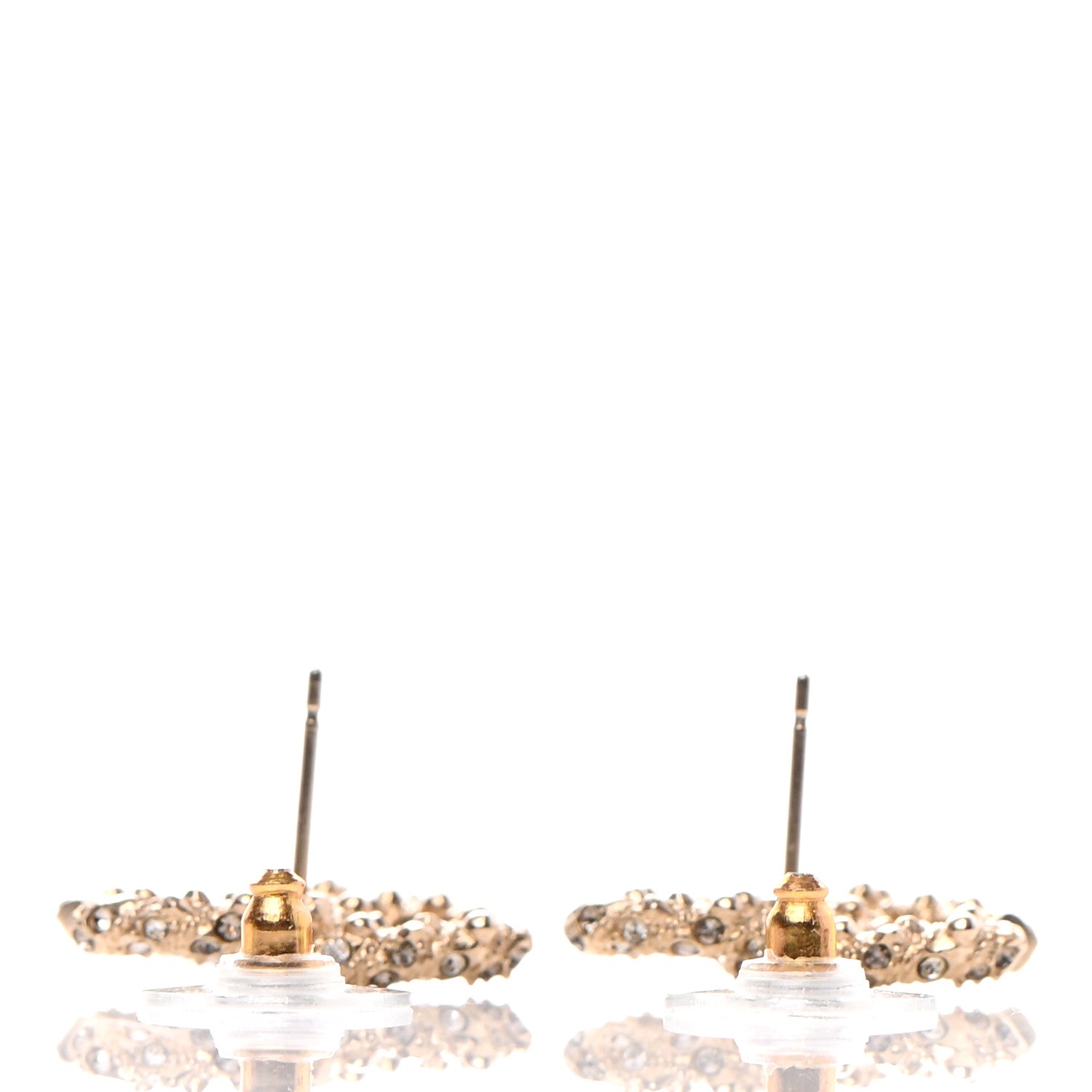 Chanel Crystal CC Earrings Light Gold 3 of 4