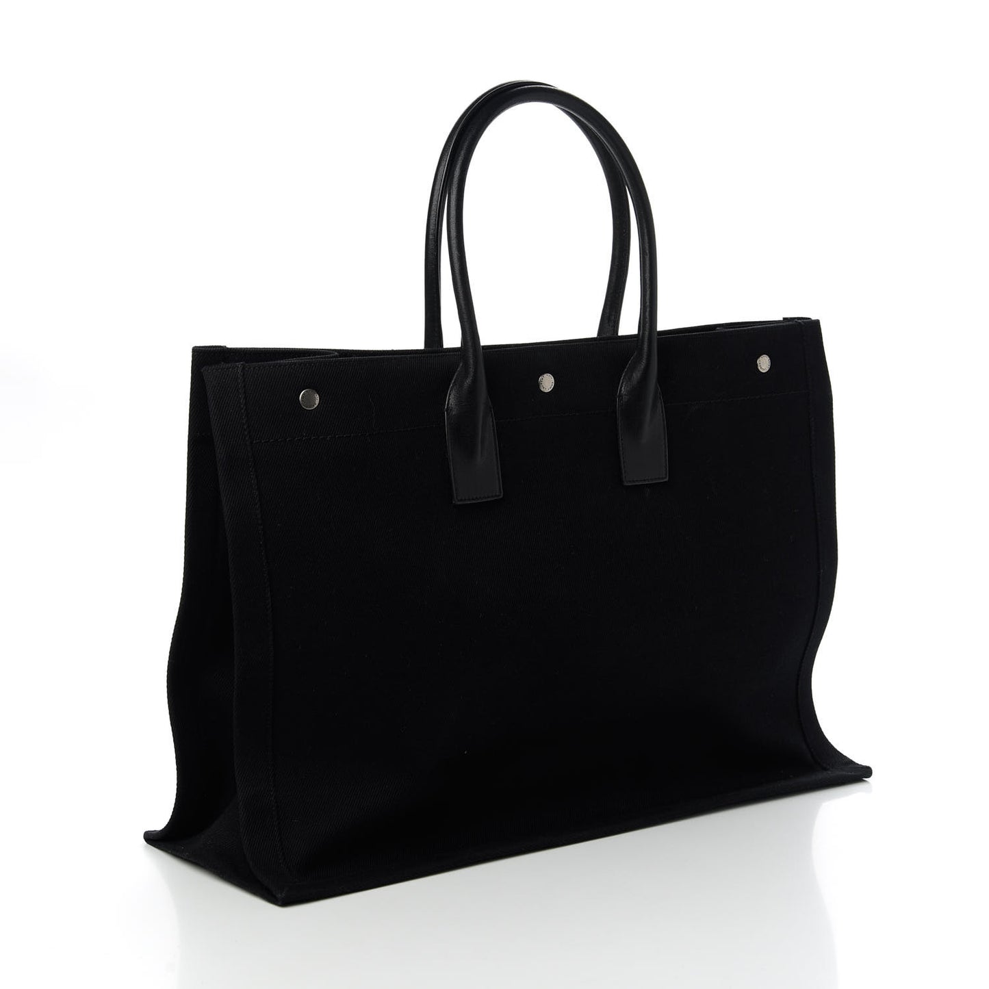 Linen Calfskin Rive Gauche Tote Black
