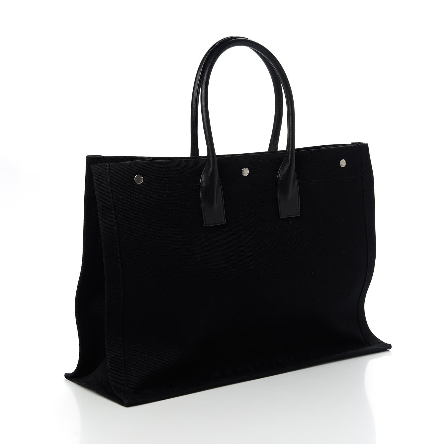 Saint Laurent Linen Calfskin Rive Gauche Tote Black 3 of 10