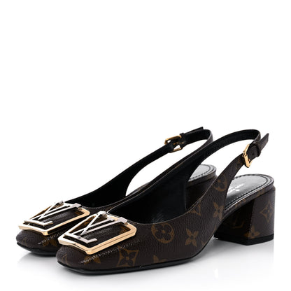 Louis Vuitton Monogram Madeleine Slingback Pumps 36.5 Brown 3 of 9