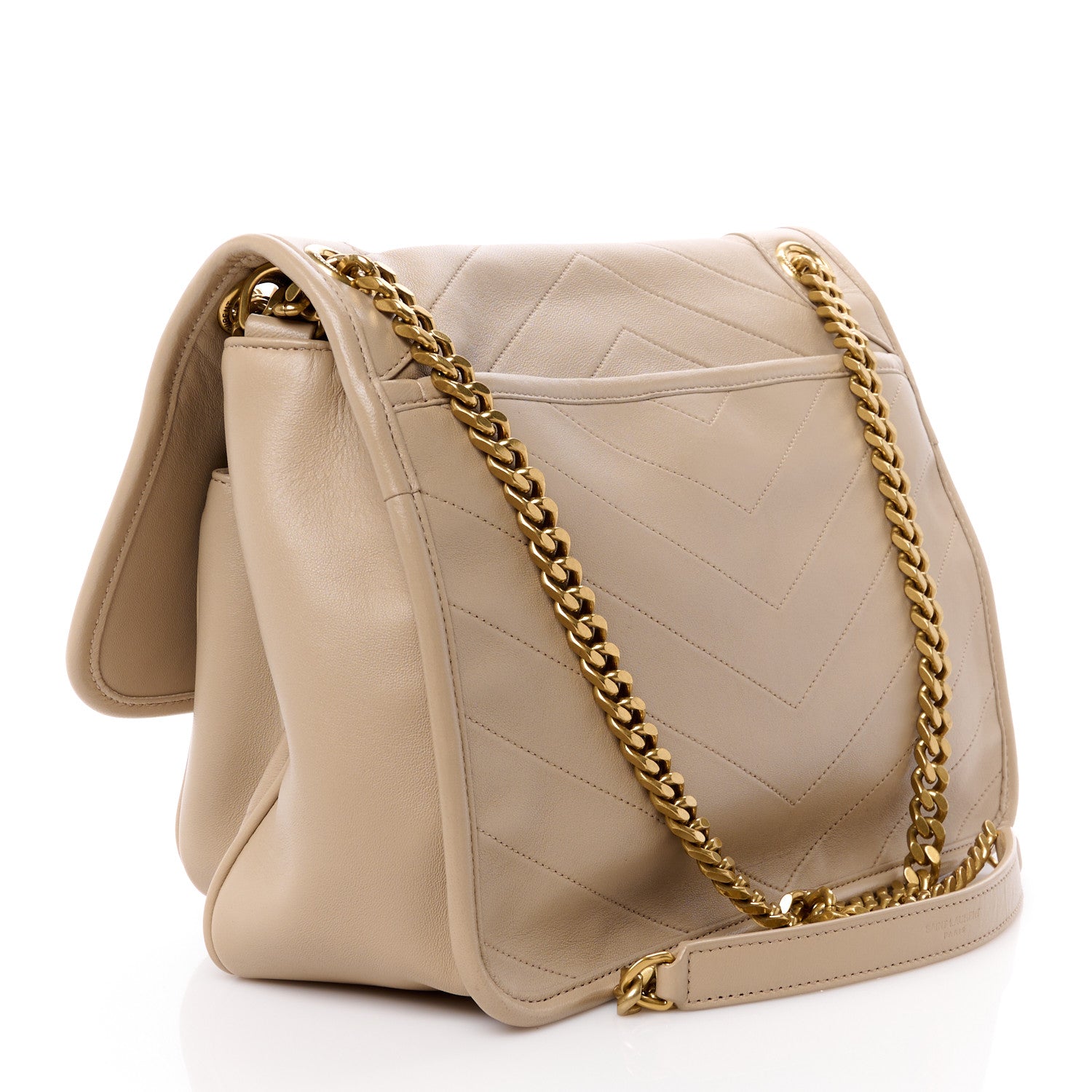 Saint Laurent Lambskin Matelasse Monogram Medium Niki Chain Satchel Dark Beige 3 of 11