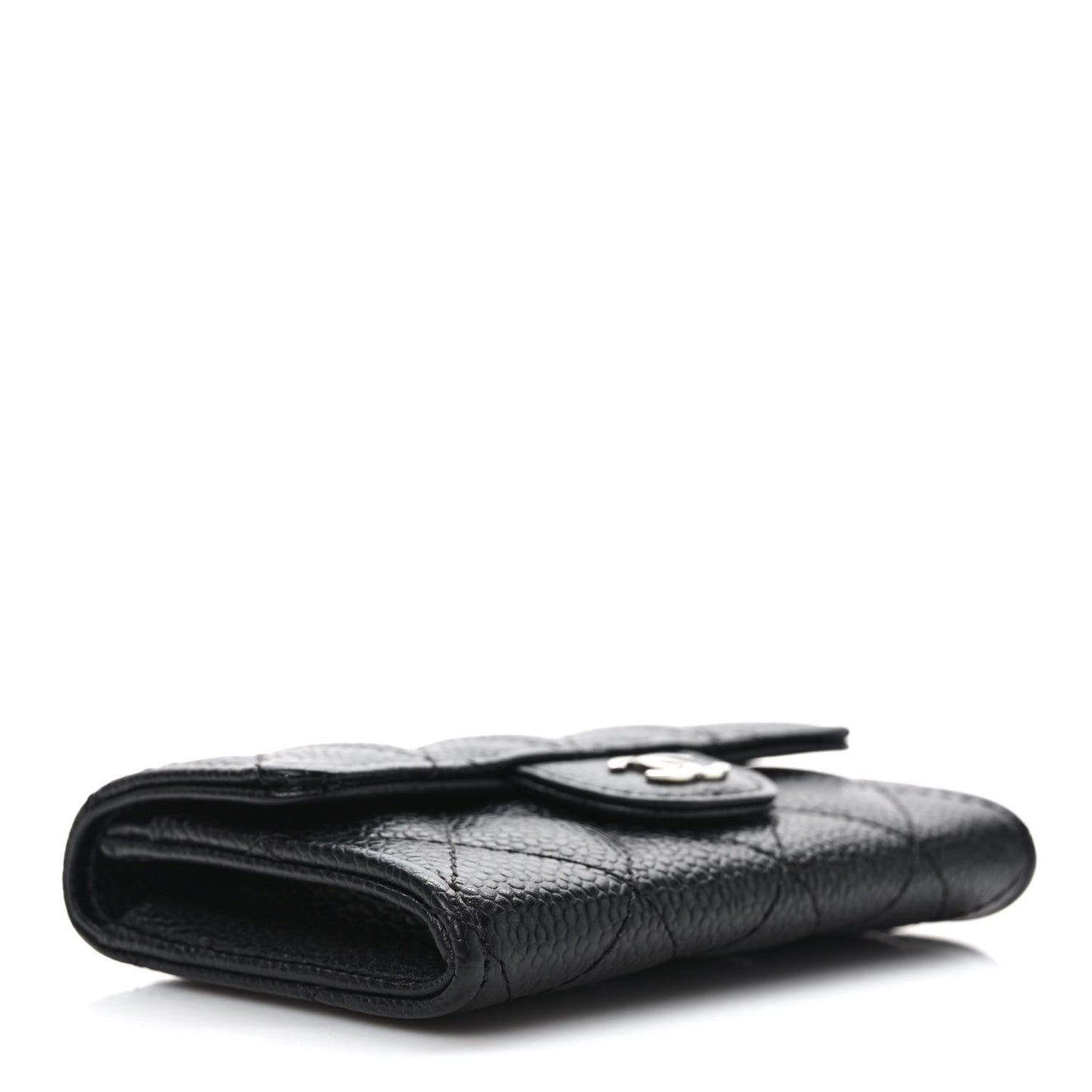 Caviar Quilted Flap Card Holder Black
