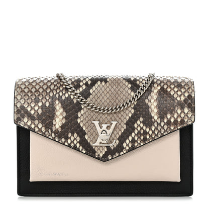 Louis Vuitton Soft Calfskin Snakeskin My Lockme Chain Bag BB Black White Beige 1 of 11