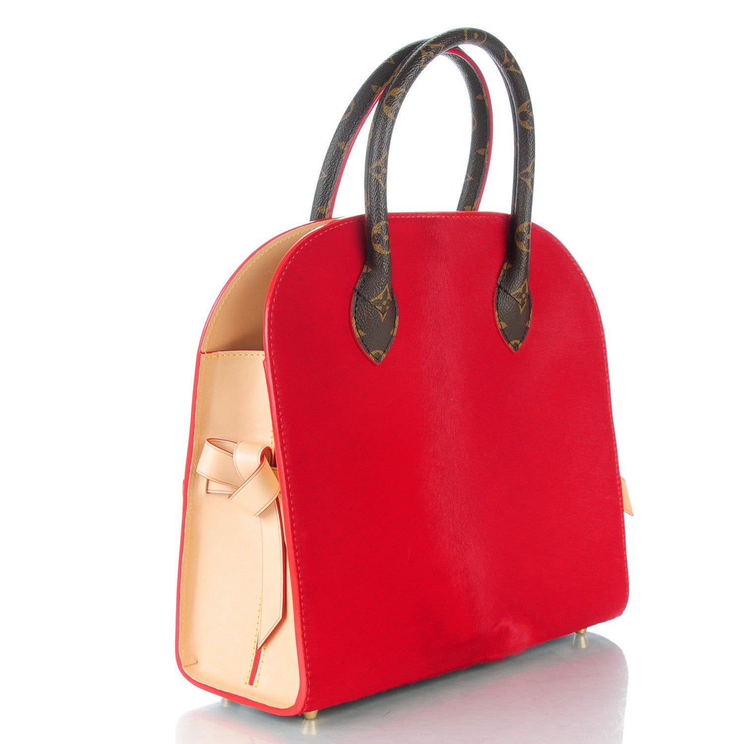Louis Vuitton Monogram Calf Hair Spikes Iconoclasts Christian Louboutin Tote Red 3 of 7
