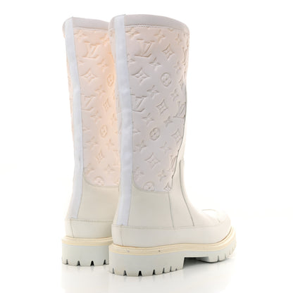 Louis Vuitton Calfskin Monogram Embossed Neoprene Mens Landscape Ankle Boot 8 White 4 of 9